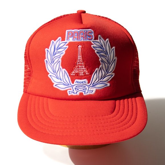 Vintage Paris France Trucker Snapback Cap Hat Eiffel Tower Tourist 80s Mesh - Picture 2 of 13